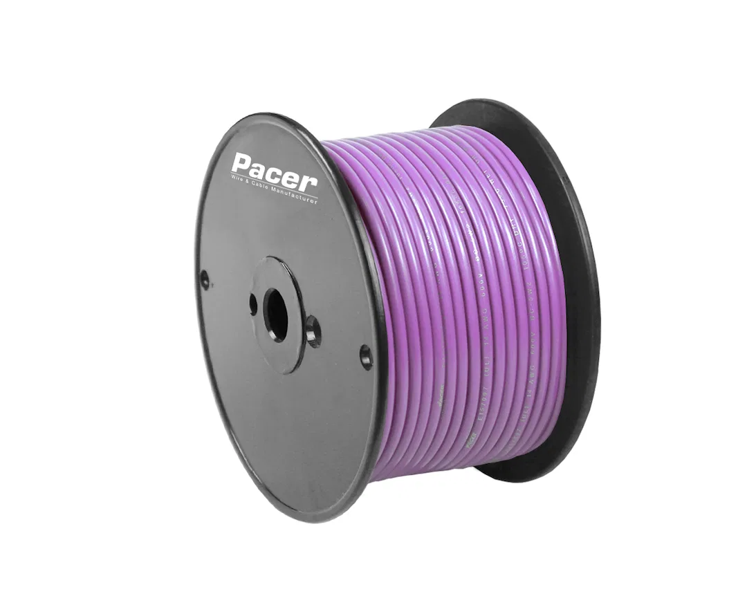 WUL16VI-100 – PACER Primary Wire, Stranded Conductor 16 Gauge 600 Volts Violet 100 Foot Roll Tinned Copper Conductor/...